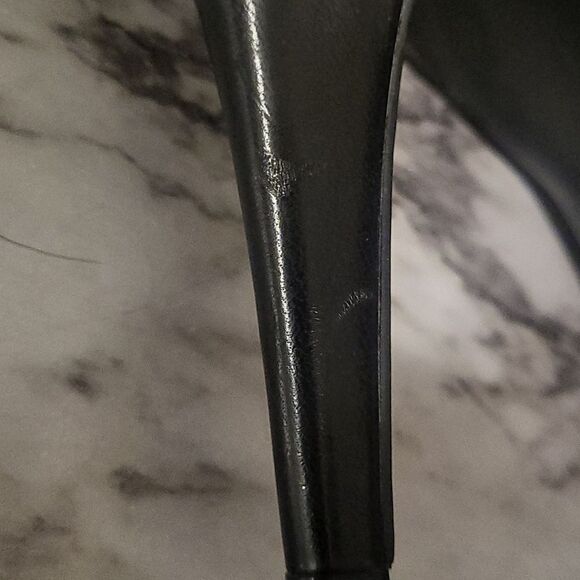 Nine West Rocha black leather almond toe slip on platform heels 8M - Picture 12 of 17